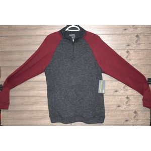 NWT charcoal/beet color Men's John Bartlett Consensus 1/4 zip sweater size Mediu